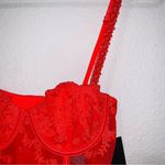 ZARA New Women Red Sexy Embroidered Underwire Corset Size 34B Photo 7