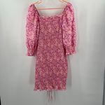 ASOS x NEW LOOK Dress Size 6 Smocked Floral Ruched Pink Orange Mini Sweetheart Photo 3