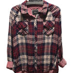 Rails  Women Plaid Flannel Shirt Button Down Long Sleeve Maroon Navy Cream Large Photo 0