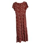 Natural Life  Maxi Dress V-Neck Short Sleeve Rust Red Blue Floral Size Small Boho Photo 1