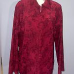 Fashion Bug  Burgundy floral zip up Jacket vintage size 22 24 Photo 0