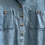 Loft Ann Taylor  Women's M Blue Denim Long Sleeve Tunic Dress Short Side Pockets Photo 6