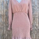 HYFVE Pink Smocked Sheer Long Sleeves Mini Dress Size M Photo 5