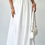 White Mockneck Cut Out Maxi Dress Photo 0