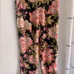 Loft Ann Taylor Bold Floral Easy Breezy Pull On Pants Size M Pockets Pink Green Photo 0