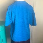 Anthropologie  Eri + Ali Cerulean Blue Textured Short Sleeve Button Down Shirt Photo 4