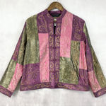 Chico's Vintage Womens Patchwork Embroidered Jacket Size M Boho Indie Artisanal Eclectic Photo 0