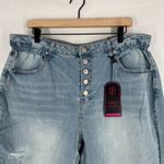 No Boundaries  Mom Jeans Womens 19 Blue Denim Stretch High Rise Slim Distressed Photo 1