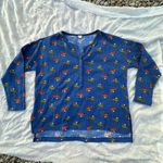 Aerie Waffle Knit Blue Dog Printed Pajama Top, Size M Photo 0