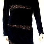 Elegant Black Dress Sequin Accents Sofia V long sleeve formal evening spring S Photo 0