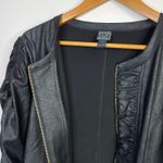 Clara Sunwoo Liquid Leather Ruched Detail Jacket Black Vegan Slim Fit Womens L Size L Photo 3
