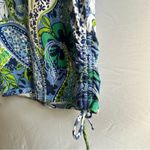Caribbean Joe  Blue and Green Boxy Crop Blouse Photo 4