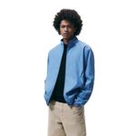 ZARA  Men's Light Blue Front Zipper Elastic Cuffs Collarless Bomber Jacket Size M Photo 1