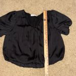 ASTR ‎ the Label Blouse Pleated V-Neck Puff Sleeve bubble hem Black Size L Photo 9