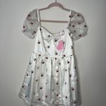Dolls Kill White Mini Dress with Red Floral Accents Photo 4