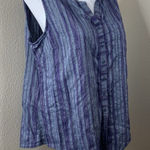 Ariat Sleeveless Top Knot Tie Button Front Women’s Sz XL Denim Blue Stripe Shirt Photo 0