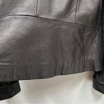 Black L Leather Women's blazer Jacket one button lined front pockets Size L Photo 12
