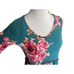 Andree by Unit NWT Womens Floral Long Sleeve Peplum Style Babydoll Top - Sz S Photo 2