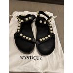 Mystique x Stephanie Gottlieb Collab Miranda Black Faux Pearl Sandals Size 8 Photo 3