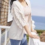 Rachel Parcell Ruffle Sleeve Cardigan Oatmeal S Photo 0