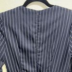 SheIn  Pinstripe Navy Blue Long Sleeve Mini Dress White Trim Woman's Size Small Photo 6
