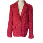 Donna Karan DKNY  New York Tweed Two Button Blazer red With Fringe size 14 Photo 2