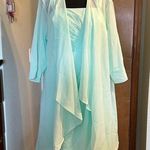 NWOT mint green sleeveless formal dress with sheer jacket rhinestone brooch 14 Photo 0