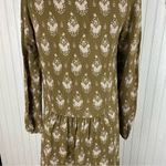 Garnet Hill Dropwaist Button-Up Dress Olive Green Floral Women's Size 2 Bohemian Photo 6