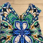 Maeve Anthropologie  Blue Green Pleated Bird Short Sleeve Shift Dress Size S Photo 8