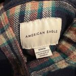 American Eagle Womens Blue Plaid Hooded Button Up Long Sleeve Oversized Top M‎ Size M Photo 4