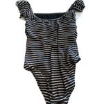 Vince Camuto  Off-Shoulder Striped One Piece - Black and White Photo 6