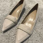 Ann Taylor Beige Tan Braided Suede Pointy Toe Heels Pumps Photo 1