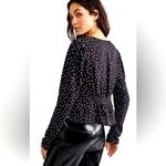 Free People Maye Printed Top Black Small White Polka Dots XL Photo 1