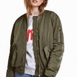 H&M Oversized Dark Green Bomber Jacket Photo 0