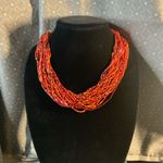Esmor Shades of Fall Multi Strand Beaded and Seed Bead Necklace 16” Red Photo 0