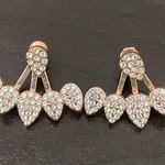 Unsigned Waterdrop Ear Jacket Rhinestones Rose Gold Photo 4
