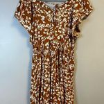 Old Navy  Dress Brown Floral Short Sleeve Tiered Mini Swing Dress Sz 2X EUC Photo 3