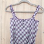 Mudd Y2K  Womens Top Size M Purple Plaid Smocked Peplum Indie Boho Retro Casual Photo 1