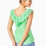 Lilly Pulitzer  Plaza Top Green Sleeveless Ruffled Eyelet Collar Tank Women’s XXS Photo 1