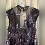 Free People Black Combo Sequin Mini Sheer V Top Party Cocktail Dress Sz XS NWT Photo 2
