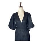 Faithfull the Brand Dress Women 2 Black Linen Edee Wrap Maxi Lagenlook Gothic Photo 4