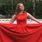 Hebeos  red prom dress with sleeves size 6 Photo 0