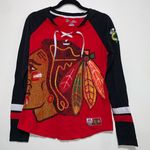 Majestic  NHL Chicago Blackhawks women Indian hockey long sleeve shirt sz SMALL Photo 0