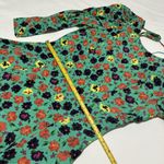 ZARA  Green Dress Pansy Flowers Yellow Red Purple Sz M Medium Photo 2