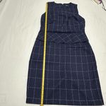 DKNY Peplum Blue Windowpane Tweed Sheath Dress Sz 8 Photo 6