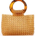 Amber Transparent Beaded Acrylic HandBag Wedding, Casual like Cult Gaia Custom Brown Photo 1