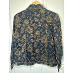 Bill Blass Jeans Vintage 90's Floral Printed Denim Jacket Blue Tan Size P Large Photo 2