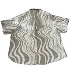 Dissh Dish Linen Button Up Shirt Abstract Wave Print Short Sleeve Womens US 10 Photo 3