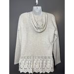LDLA Sweatshirt Womens Medium Gray Lace Hem Hoodie Pullover Boho Knit Top Photo 3