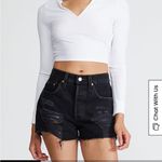 Levi's LEVI’S 501 Black Distressed Rip Raw Hem Denim Shorts Size 25 Photo 1